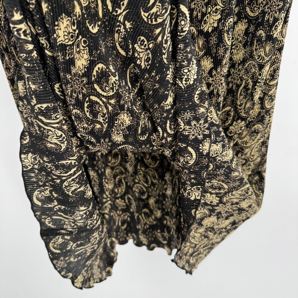 Connected Apparel Vtg Gold/Black Paisley Ribbed 3/4 Sleeve Dress Women's Sz 8P - Picture 8 of 12